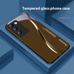 Two - Tone Striped Black Tempered Glass Phone Case for vivo V15 (BLH - BLH24100816)
