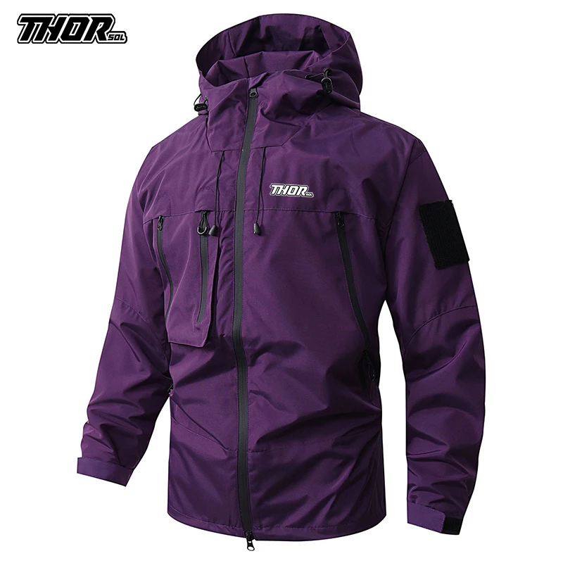 THORSOL 2025 New Male Mountain Bike Outdoor Hooded Coat Cycling Jackets Motorcycle Windbreaker MTB Bicycle Rompevientos Ciclismo