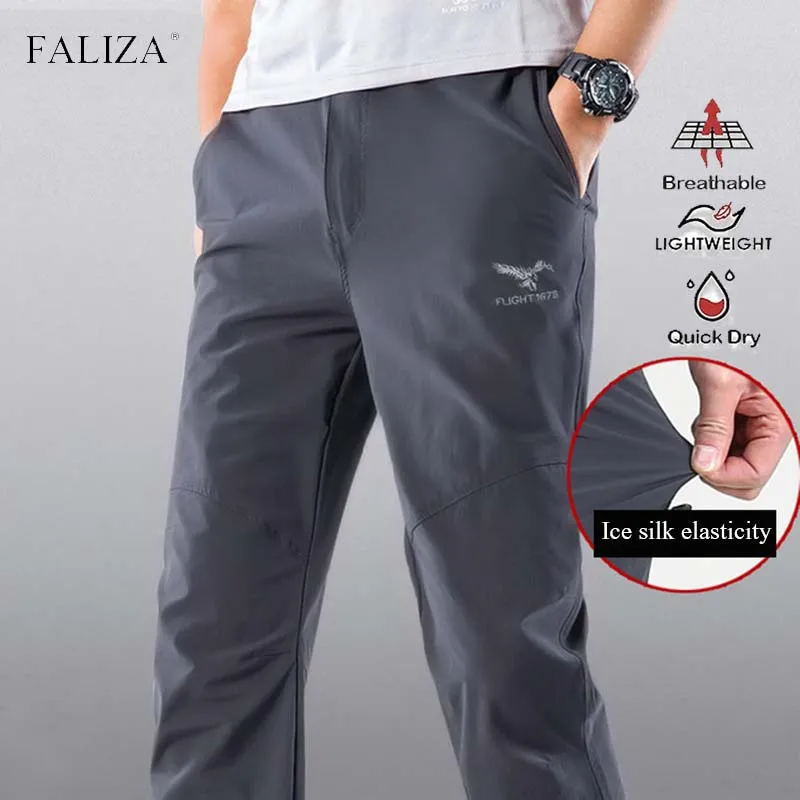 FALIZA Mens Stretch Pants Breathable Outdoor Summer Thin Quick Dry Trousers Fishing/Climbing/Camping/Trekking Hiking Pants PFN42