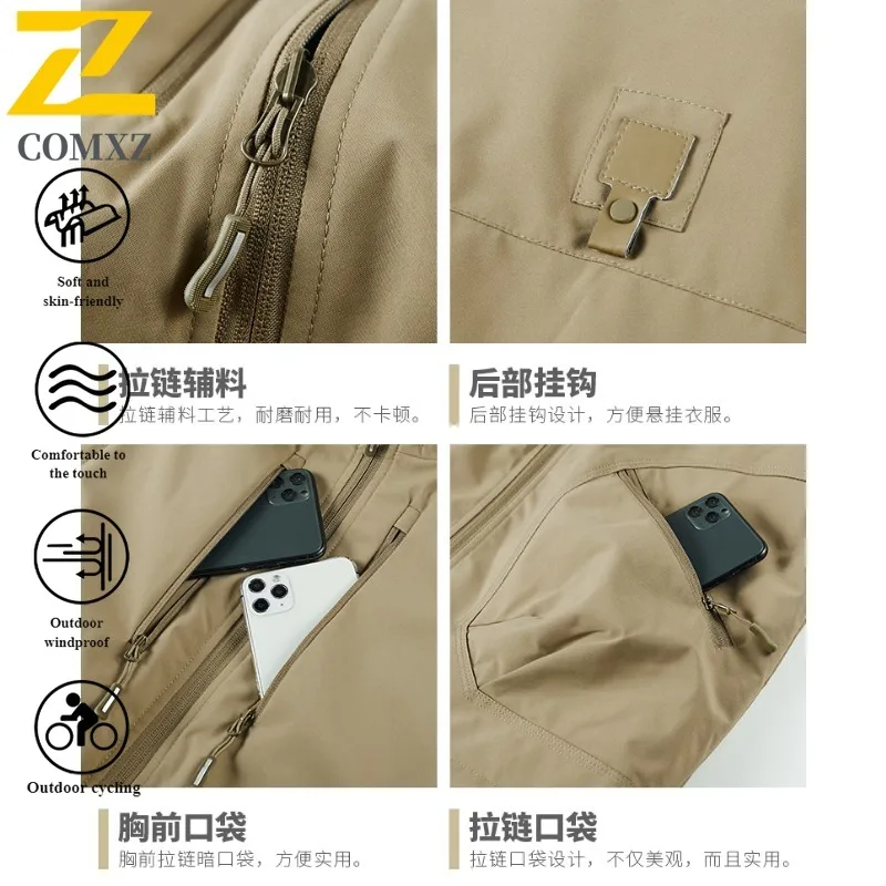 EiAO Vest Reversible Work Men's Plus Size Sleeveless Jacket 2-in-1 Windproof Waterproof Multi-Pocket Casual Coat for All Seasons