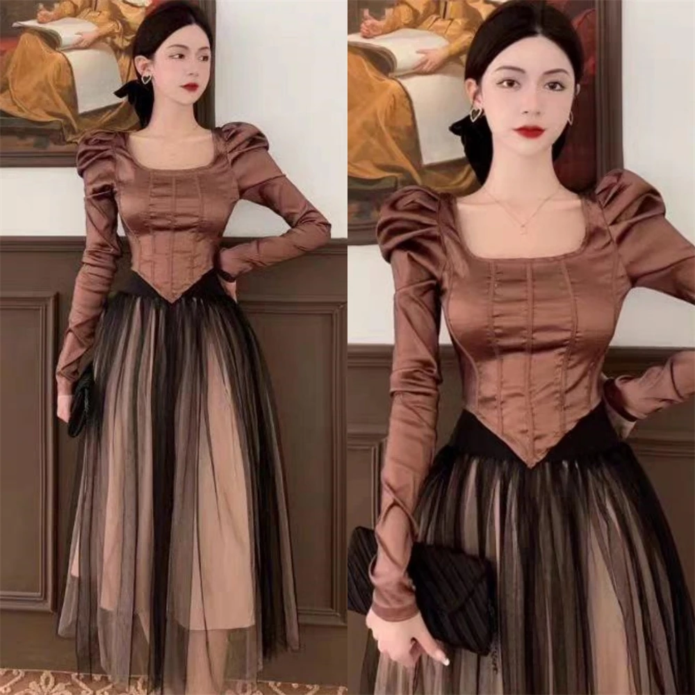 

Prom Dresses High Quality Square A-line Party Tulle Draped Chiffon Occasion Evening Gown dresses for women party wedding evening