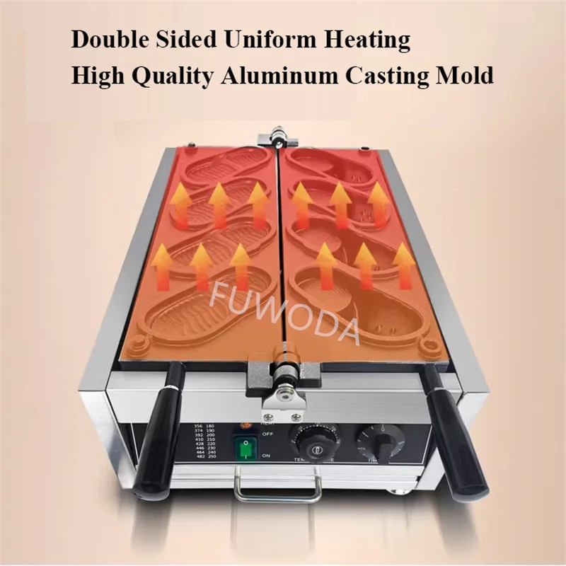 Electric Shoes Shape Waffle Making Machine Non-stick Coating 4pcs Shoe Shaped Bread Maker Baker Commercial S1a9d3cf14b43493887b367f70008cf215