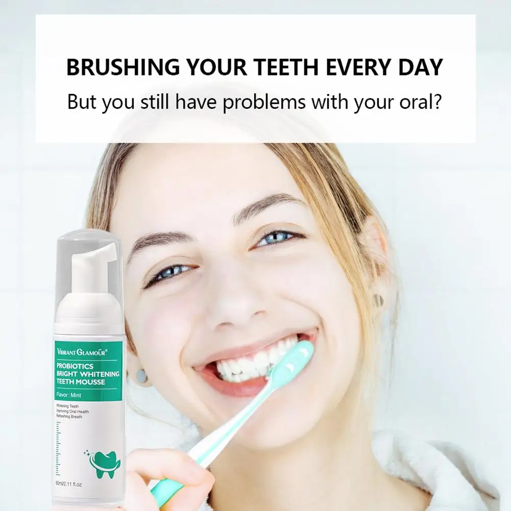 

60ml Teeth Whitening Mousse Toothpaste Whiten Deep Bleaching Plaque Stains Cleaning Dentifrice Hygiene Oral Tooth Removes Z7o5
