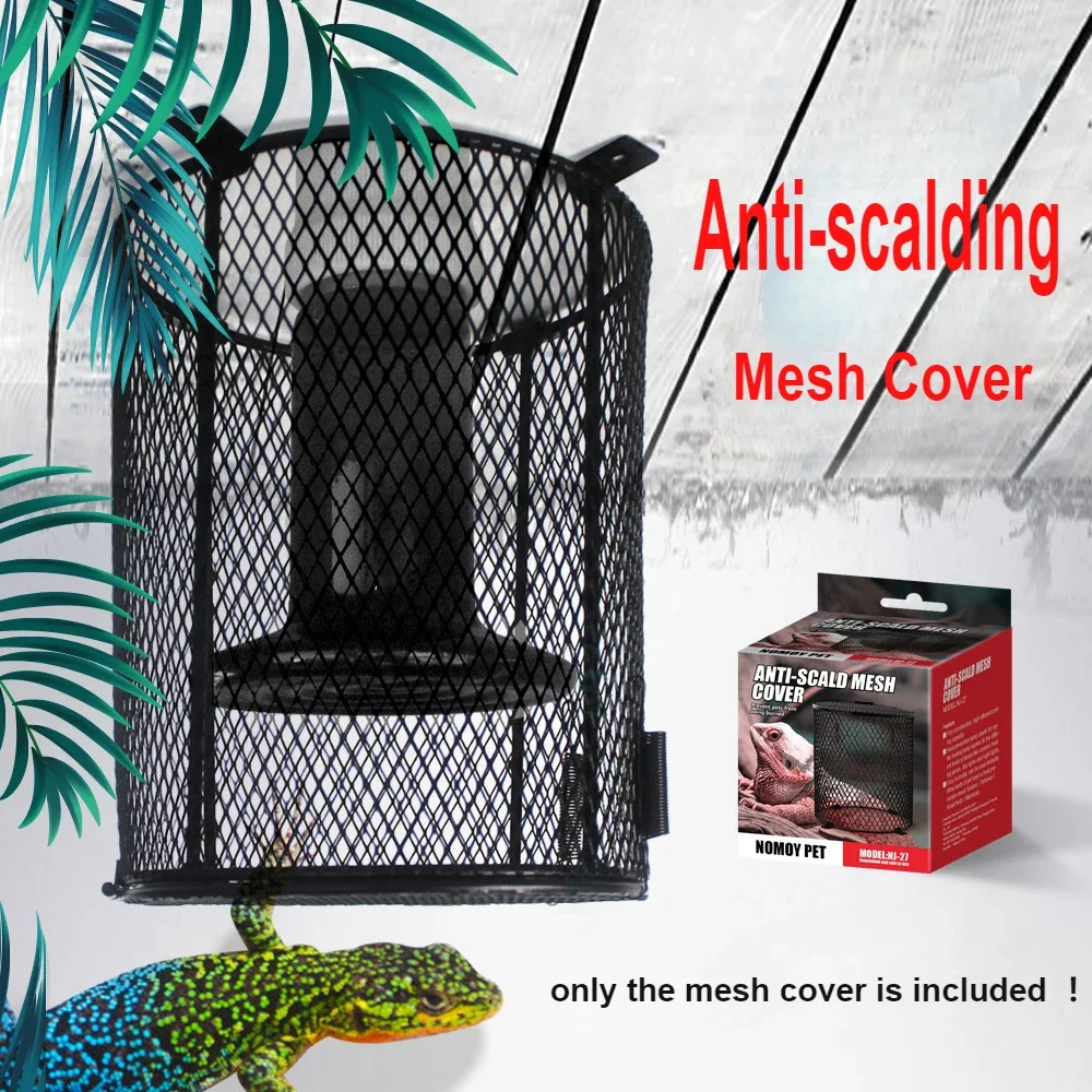 Reptile Anti-Scalding Lampshade Reptiles Pet Heating Lamp Bulbs Mesh Cover Round & Square Shape for Turtle Snake Lizards