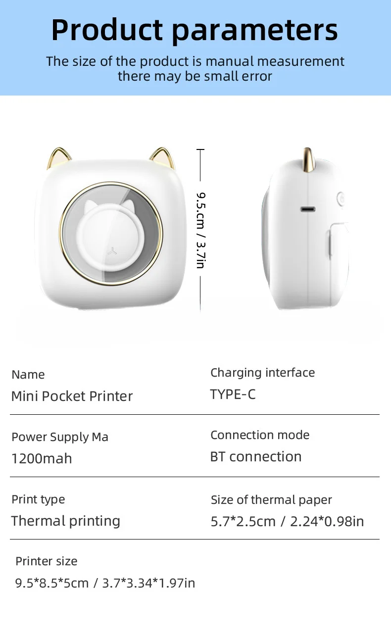Nei C23 siwefaarweg Atmosphär Atmungslampe Schreifdëschlampe Mini portable drahtlos falsch Fro Thermofotodrucker_voghion.com