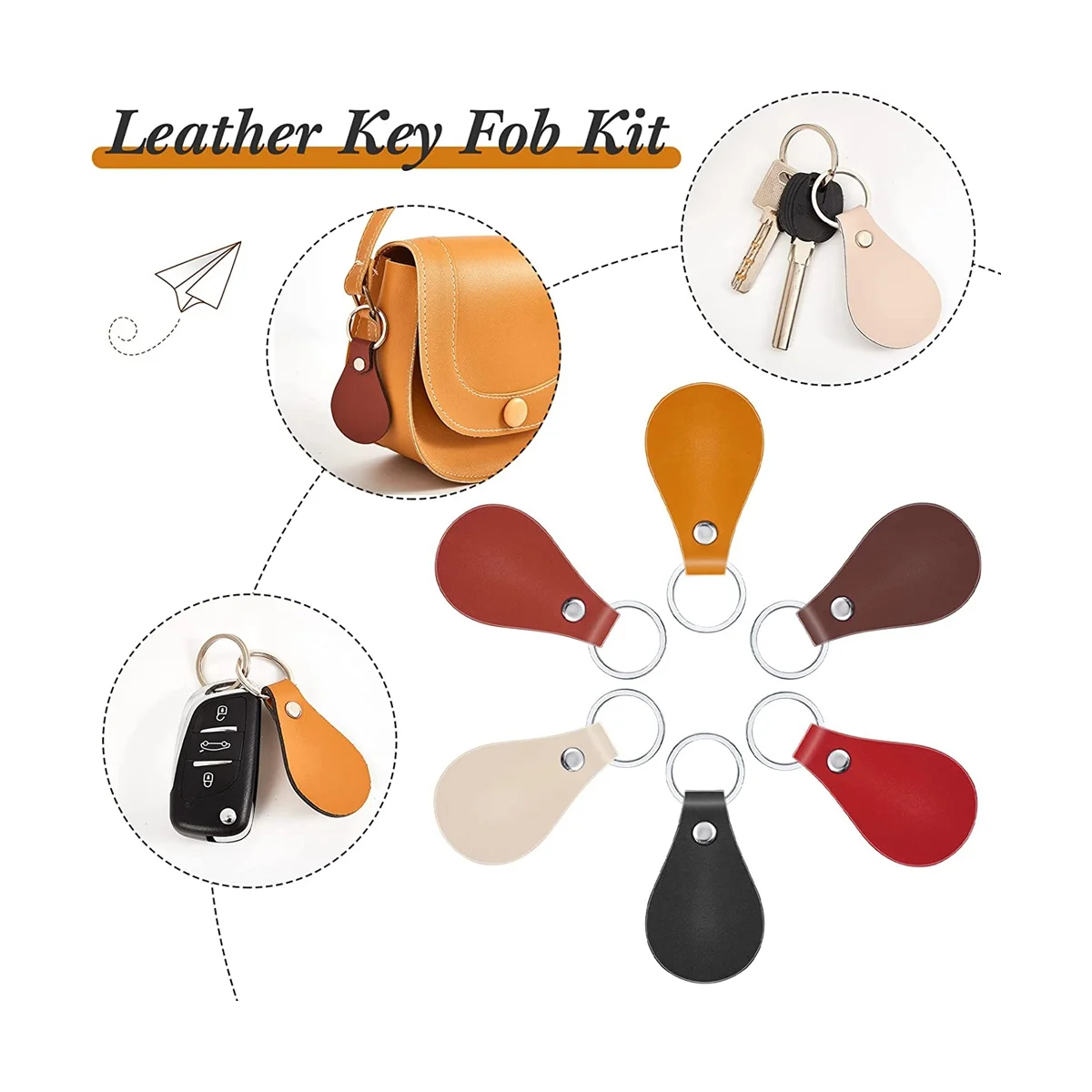 30 Pcs Leather Key Fob Kit for DIY Craft, PU Leather Key Fobs