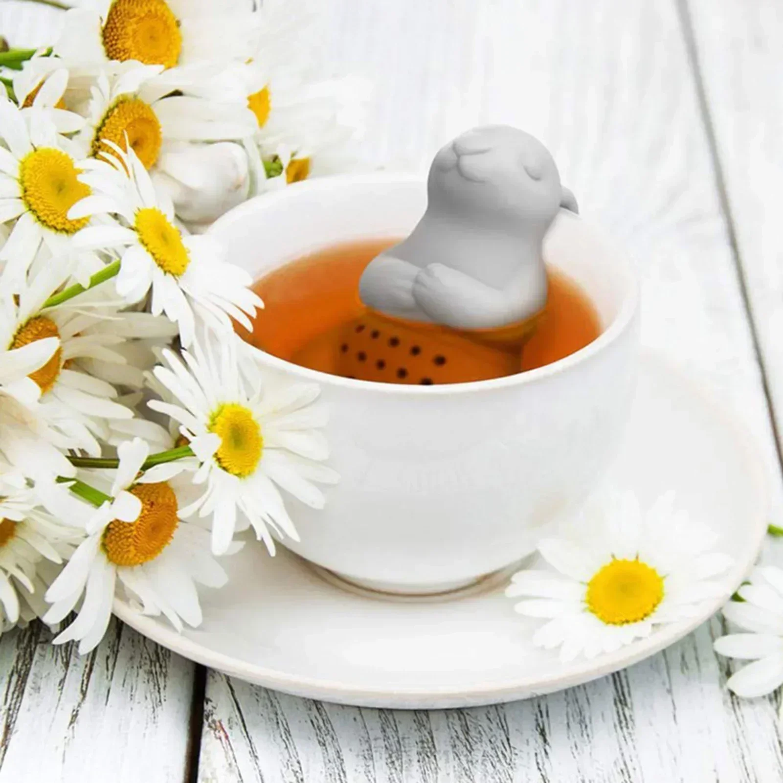 Tea Strainer Silicone Creative Rabbit Shape Tea Infuser Leaf Herbal Spice Filter Strainers Reusable Filter Set Dutiful tea infuser tea strainer tea filter