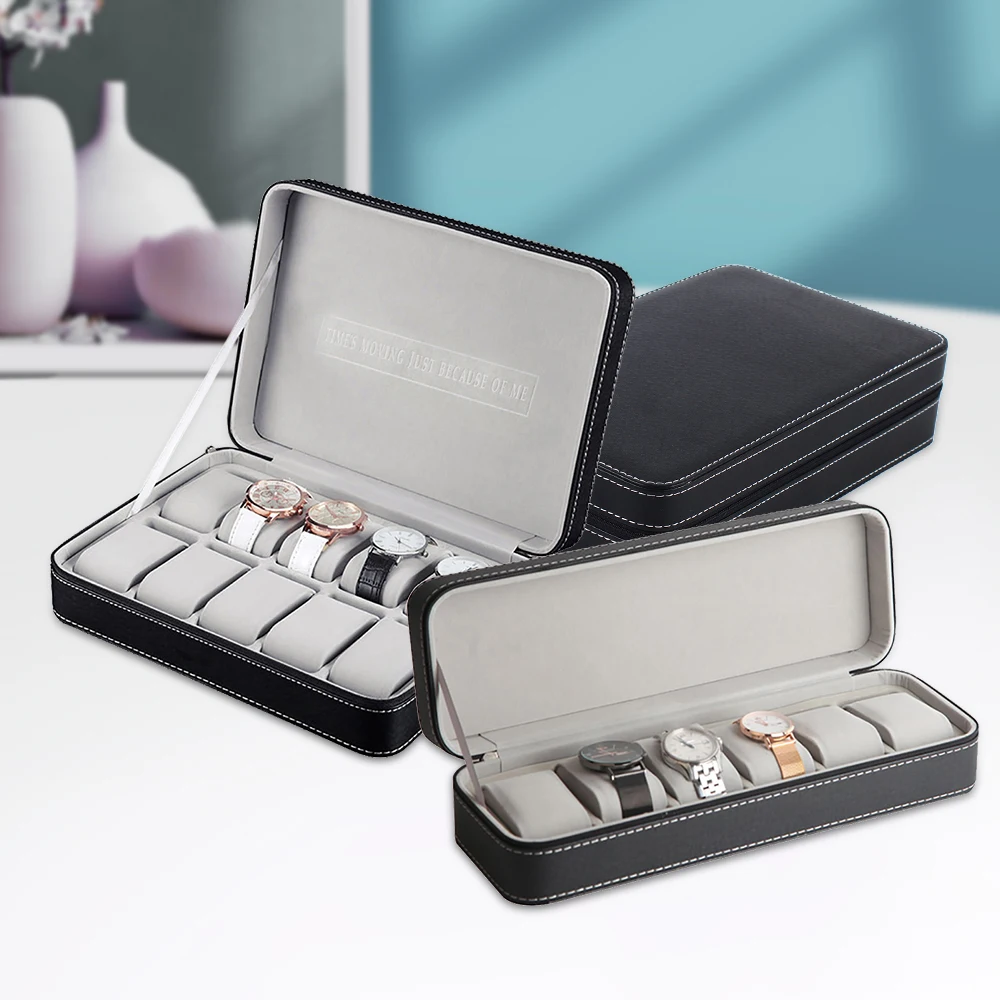 

6/10/12 Slots Portable Travel Zipper Watch Collector Storage Jewelry Box Case