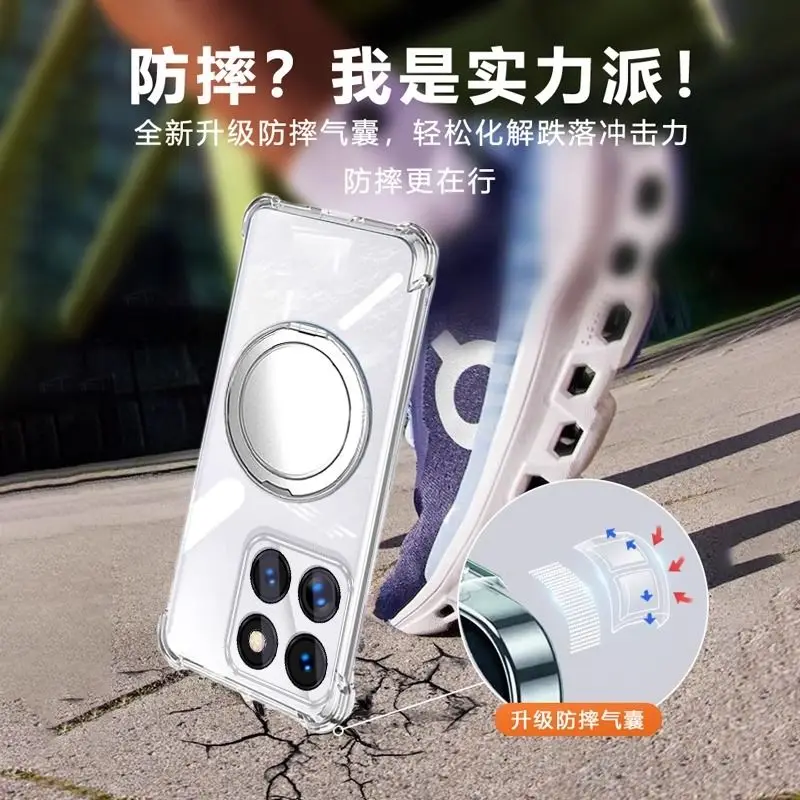 360° Rotating Stand Transparent Shockproof TPU Case with Magsafe Compatibility