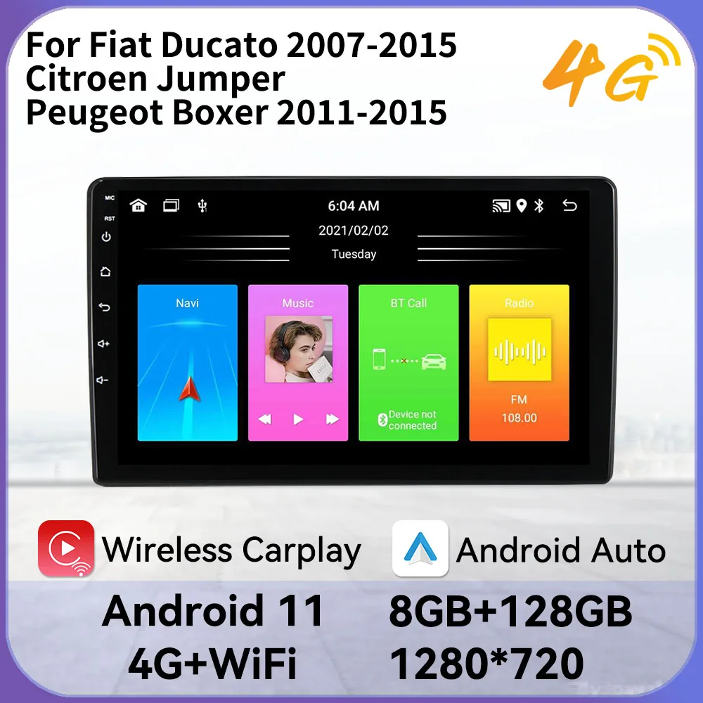 2 Din Android Stereo Per Fiat Ducato 2007-2015 Citroen Jumper Peugeot Boxer 2011-2015 Autoradio Carplay Auto Autoradio