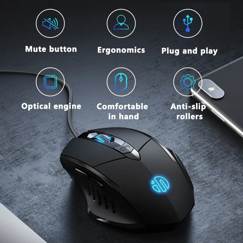 Wired Gaming Mouse Definição de Programação Macro de Botões Ajustar Dpi Silent Office Mouse Esports Inphy-w1 - Imagem 4