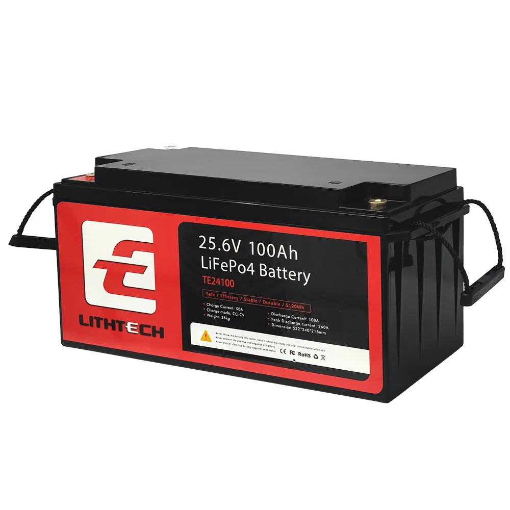 LITHTECH Lifepo4 Battery 24V 40Ah 60Ah 80Ah 100Ah 120Ah 160Ah 200Ah Lithium Iron Phosphate Pack Batteries For Rv/Golf Cart
