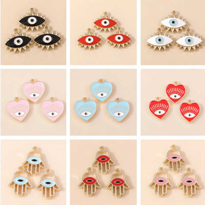 20pcs 귀여운 에나멜 이블 아이 핸드 하트 참 펜던트 쥬얼리 만들기용 드롭 귀..