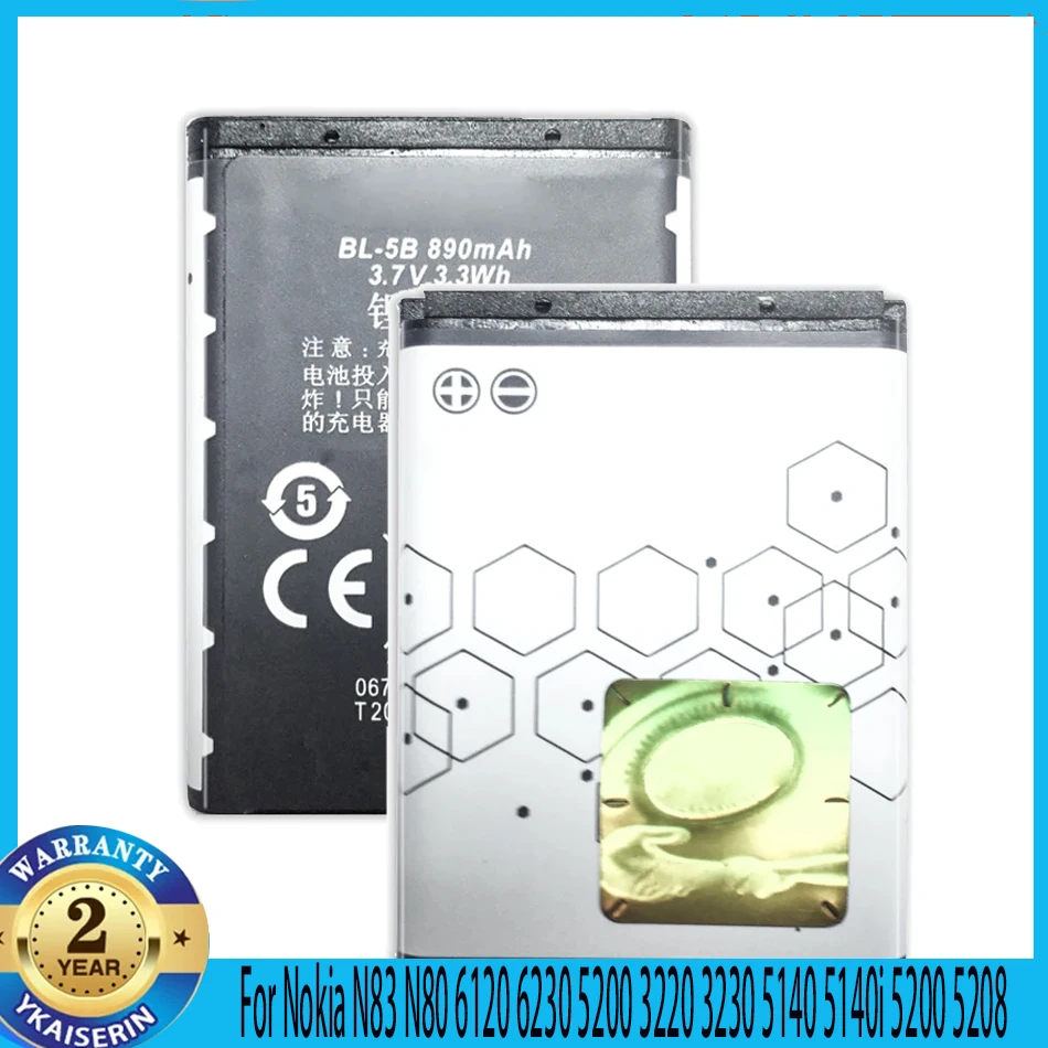 Bl-5B Bl5B Batteria Del Telefono 3.7V 890Mah Bateria Per Nokia N83 N80 6120 6230 5200 3220 3230 5140 5140I 5200 5208 Bl 5B Garanzia