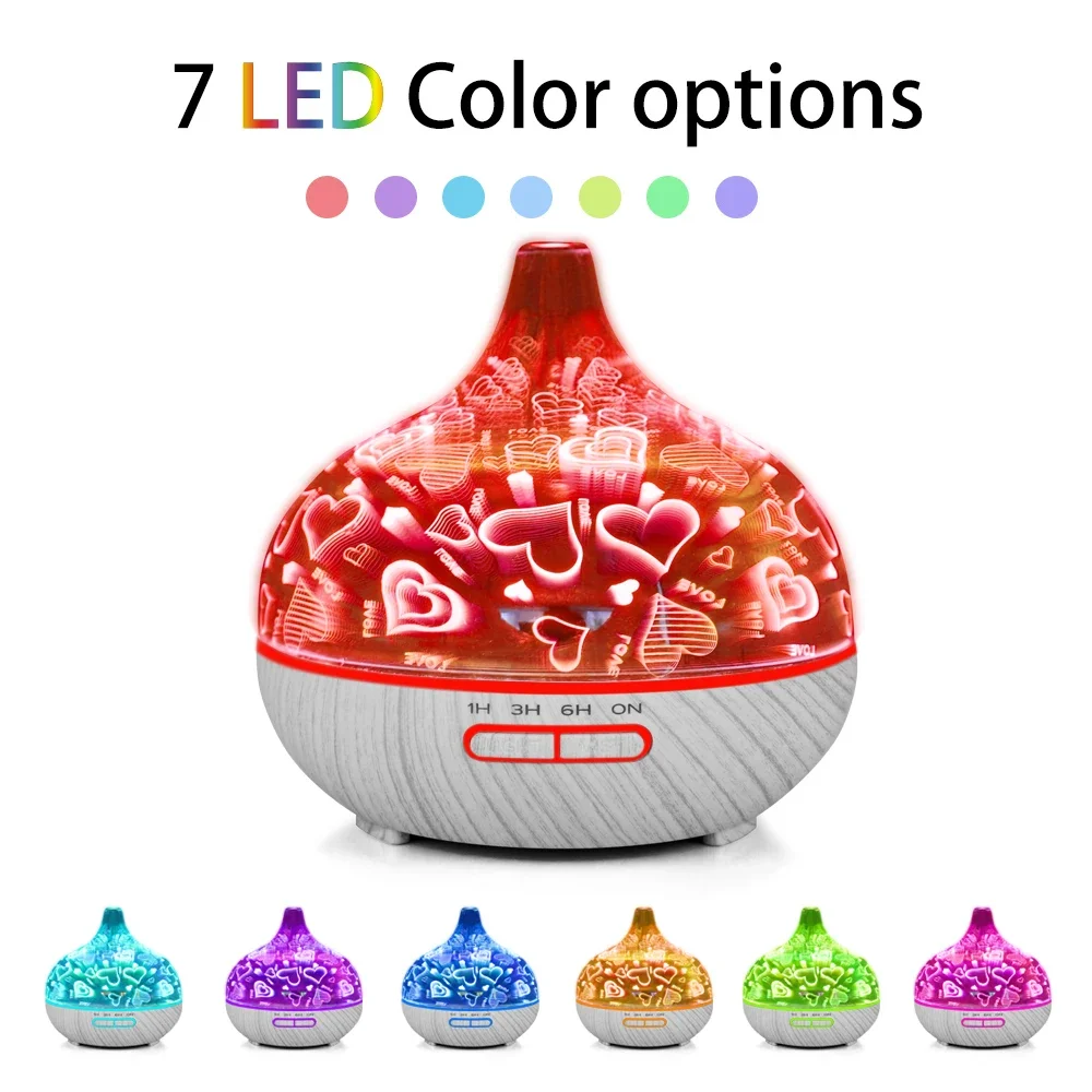 400ml Aroma Essential Oil Diffuser Ultrasonic Air Humidifier with Wood Grain electric LED Lights aroma diffuser for home 3