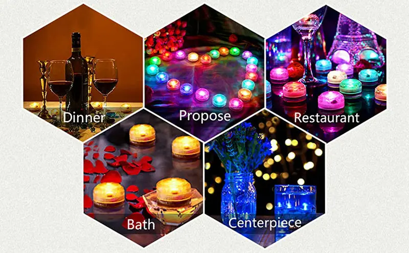 Mini onderwaterlicht, warm wit, waterdichte led-theelichtjes, op batterijen, vlamloze waterdichte zwembadlamp voor vaas, tuin, bruiloftsdecoratie, feest, aquaria, zwembaden, 12 stuks