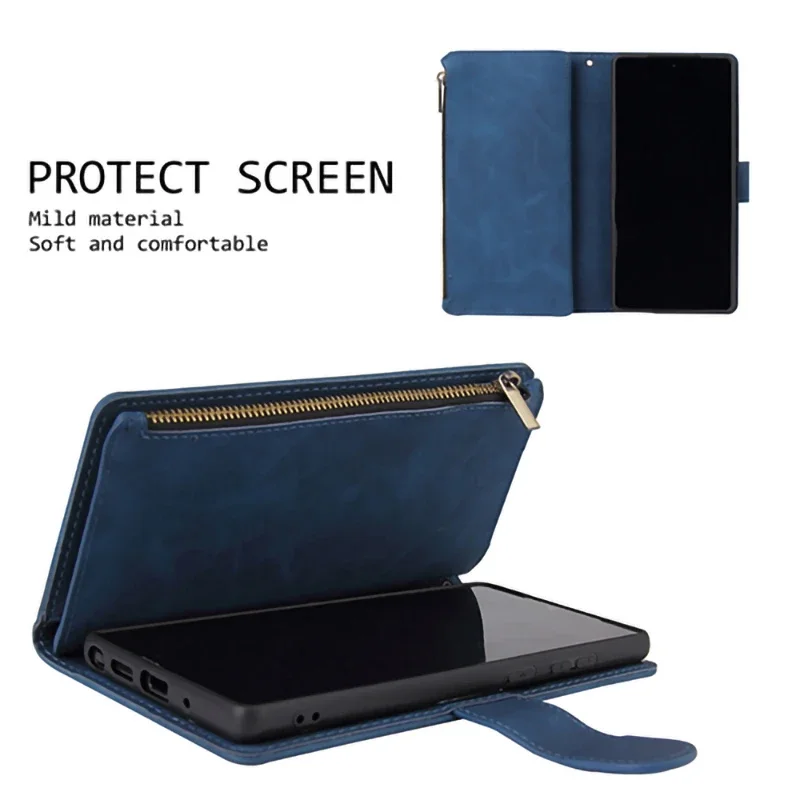 Reißverschluss Ledertasche für Samsung Galaxy A16 A26 A36 A56 A06 A15 A25 A35 A55 A05S A14 A34 A54 A13 A33 A53 Flip Wallet Phone Cover – Detail 7