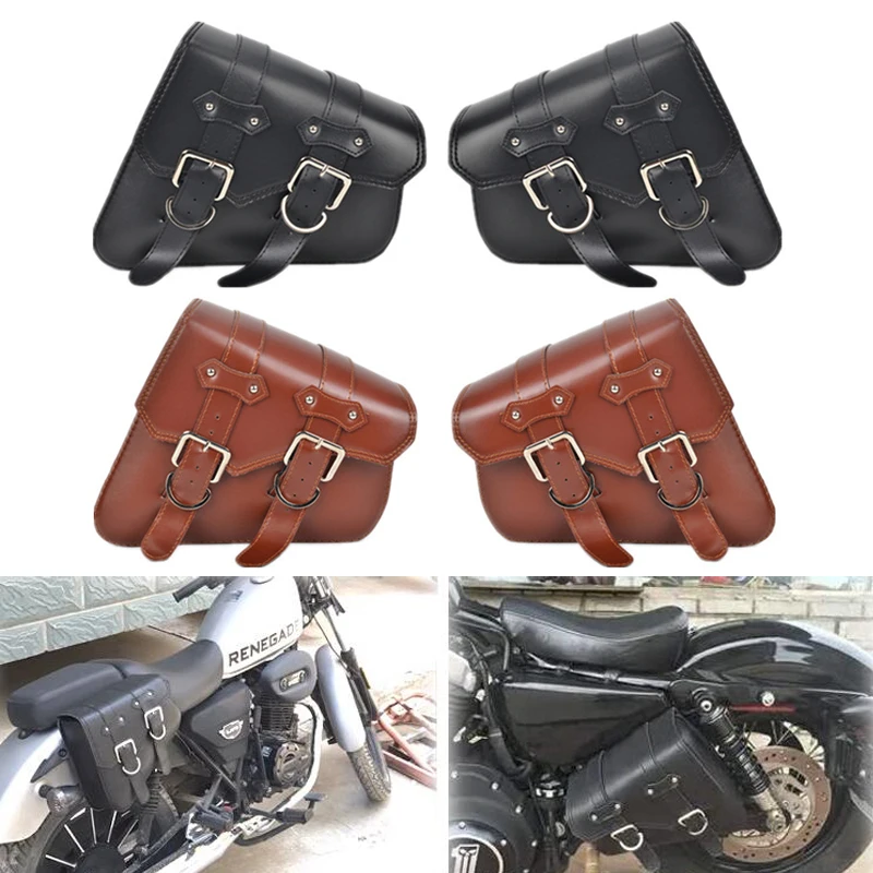 Sacoche Selle Moto VintageSacode PU Cavaliere Cuir MotocycletteSangles Renforcées Pièce De