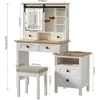 Farmhouse Makeup Vanity Desk with Sliding Mirror and Lights Antique White Makeup Vanity Table Set with Charging Station 6Drawers 2