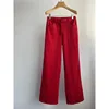 LUXURY Red Corduroy Wide Leg Pants for Women, Floor Length Casual Pants, Loose and Slimming, Minimalist, 2024 Autumn and Winter 3