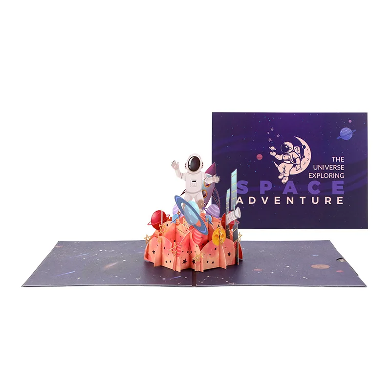 3d Space Astronaut Greeting Card Astronaut Planet Star Rocket Birthday Paper Cards For Congratulations Children's Day Father Day