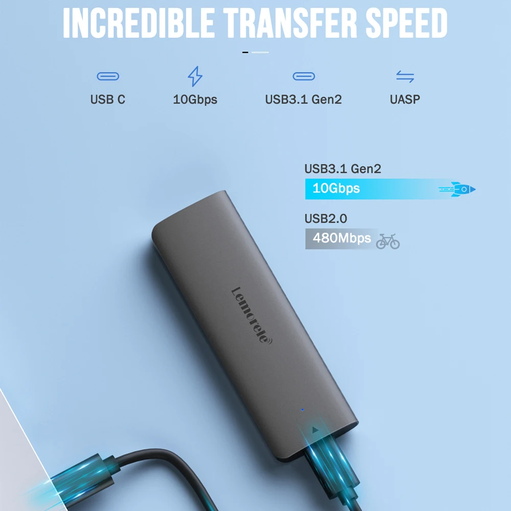 SSD Enclosure M.2 NVMe USB 3.1 10Gbps PCIe M.2 SSD Case Enclosure External for External Hard Drive M/B + M Key