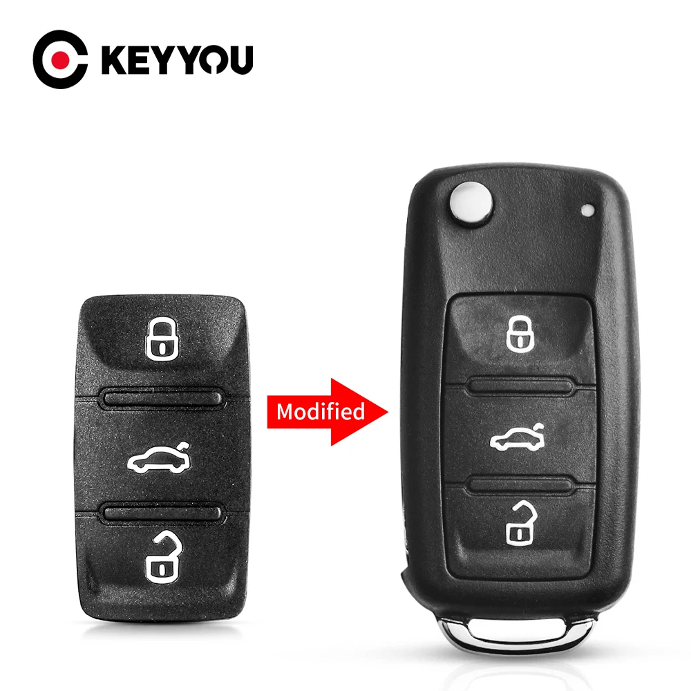 Keyyou 3 Pulsanti Remote Rubber Car Key Pad Per Vw Golf 7 4 5 Mk4 6 Per Skoda Octavia Per Seat Leon Ibiza Altea Key Fob