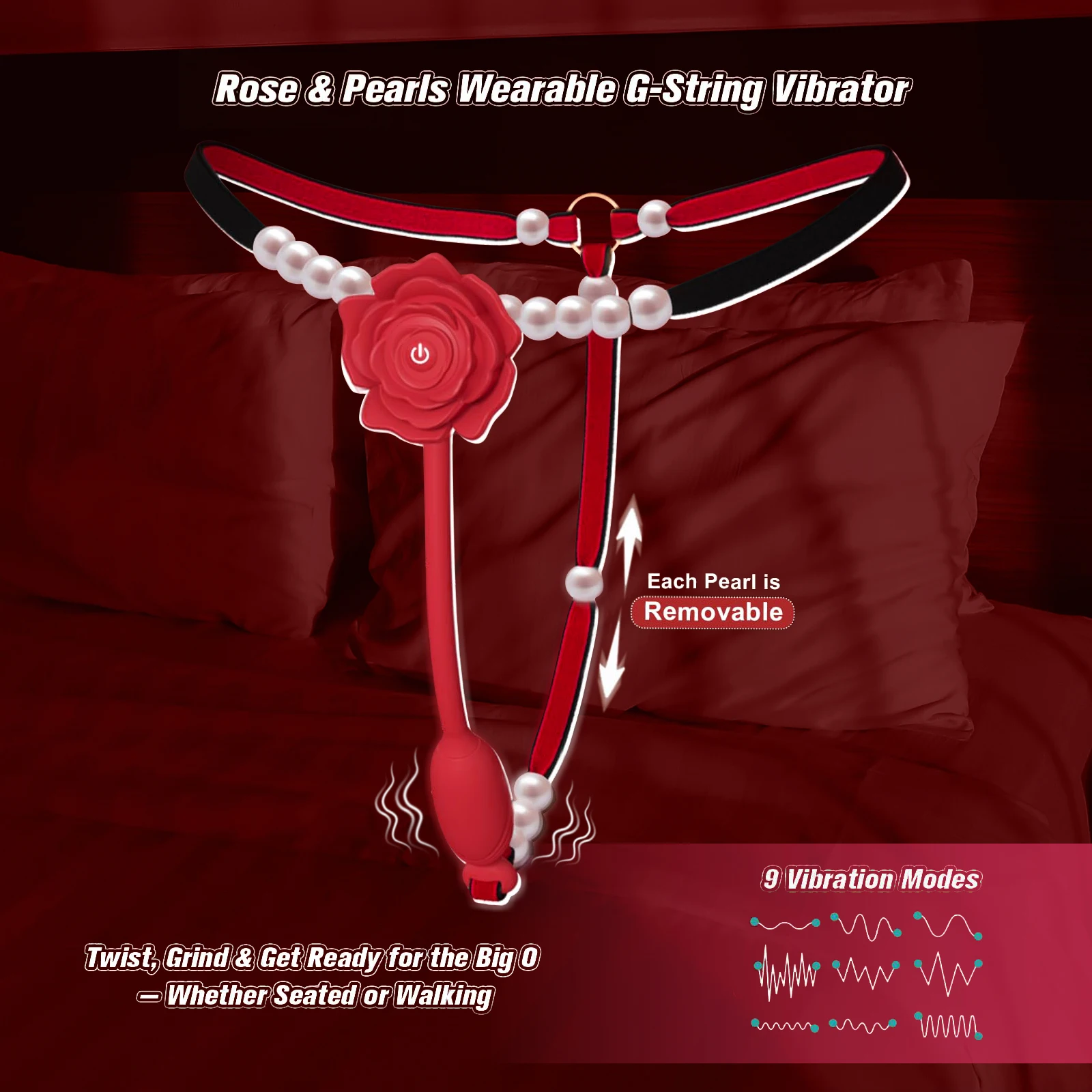 App Controlled Vibrator shown with wearable styling and romantic rose detail