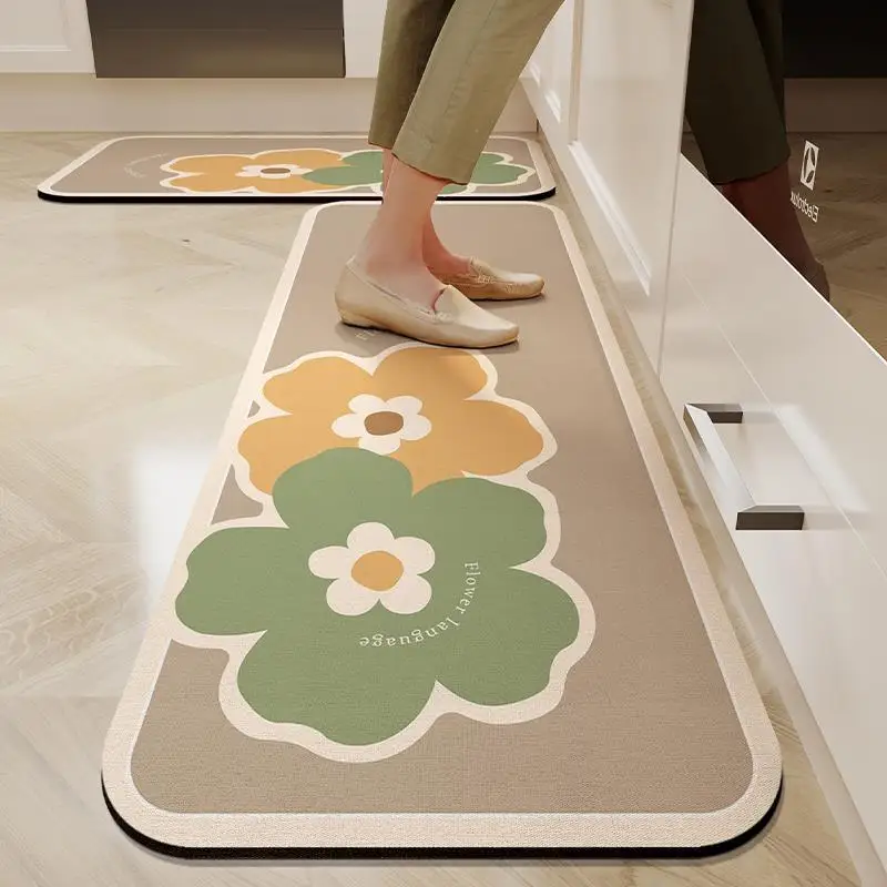 Super Absorbent Kitchen Floor Mat Diatom Mud Pad Anti-Slip Long Strip Carpet