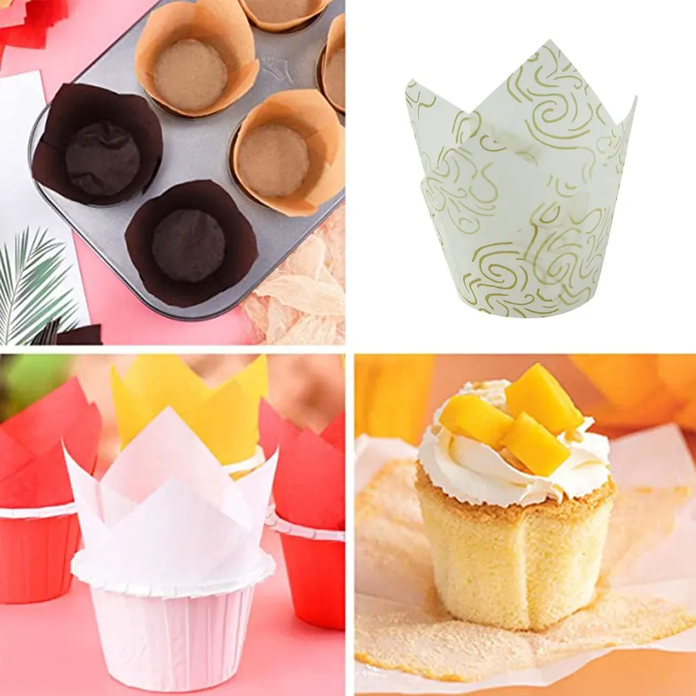 

100pcs Cupcake Paper Cups Tulip Muffins Paper Moulds Cup Case Cupcake Liner Cooking Baking Tools For Wedding Party Accessories