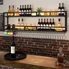Industrial Wall-Mounted Bar Rack Integrated Shelf Iron Art Wall Storage Shelf Wall Hanging Light Bar Wine Glass Holder Shelf 3
