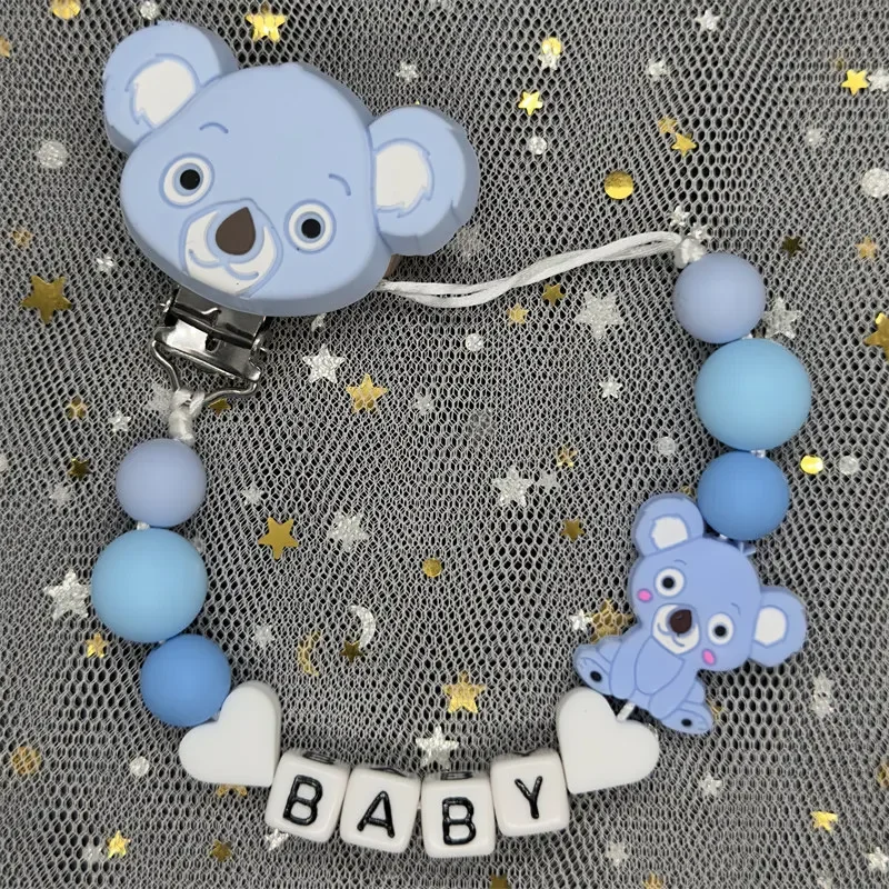 TeWindsor-Clips de Sucette Personnalisés avec Nom pour Bébé, Perles en Silicone, Jouets, Cadeau Personnalisé 1