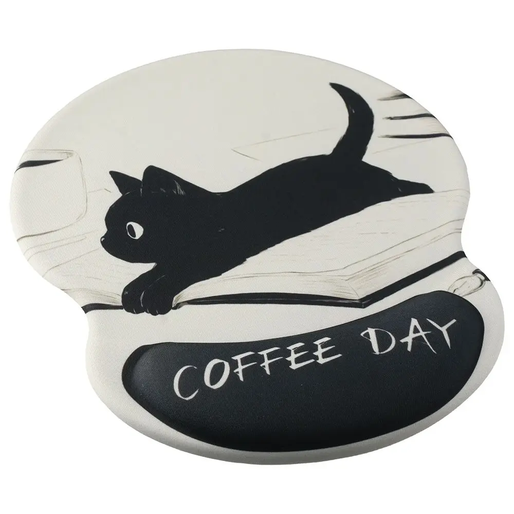 Cute Cat Ergonomic Mouse Pad Black Gel Non-Slip Wrist Rest Pad with Wrist Rest Support, Typing and Pain Relief for Home Office