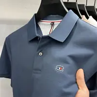 Grande taille hommes coton polos à manches courtes col rabattu brodé T-shirts ample homme Polo sport décontracté hauts 3