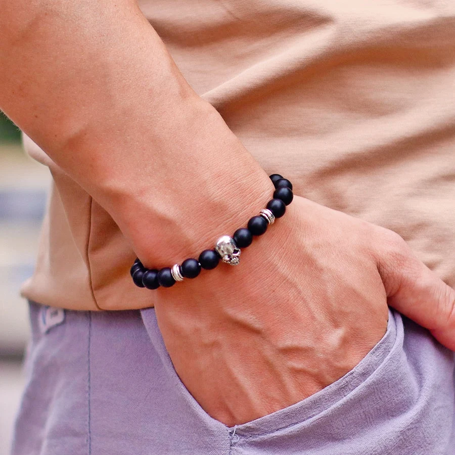 Men Lava Beaded Hematite Meditation Bracelet