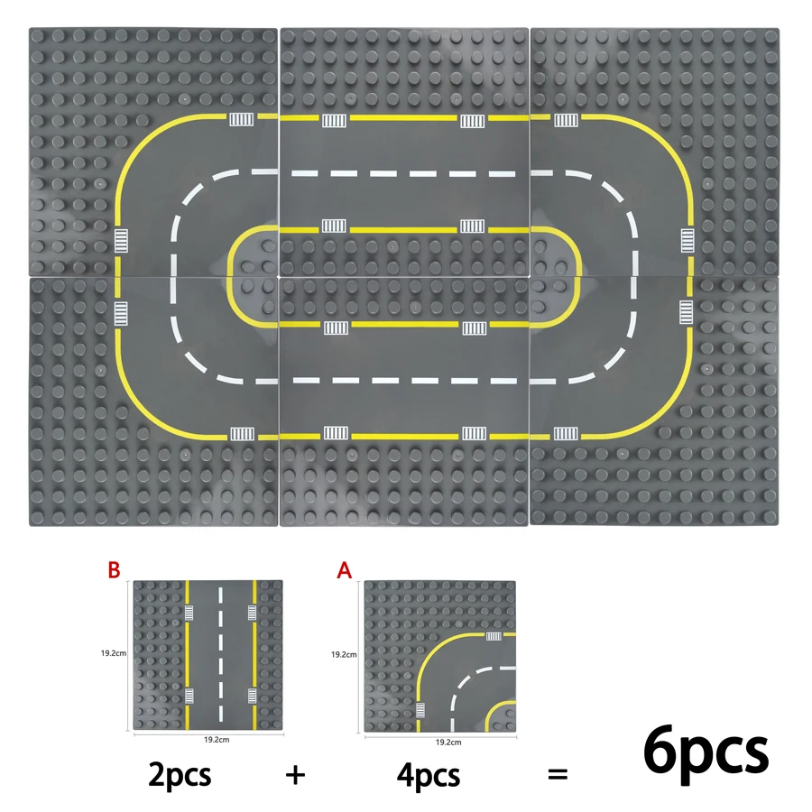 

Big Size Baseplate City Road Straight Curve Street T-Junction Assembly Large Base Plate Set Building Blocks Educational Kid Toys
