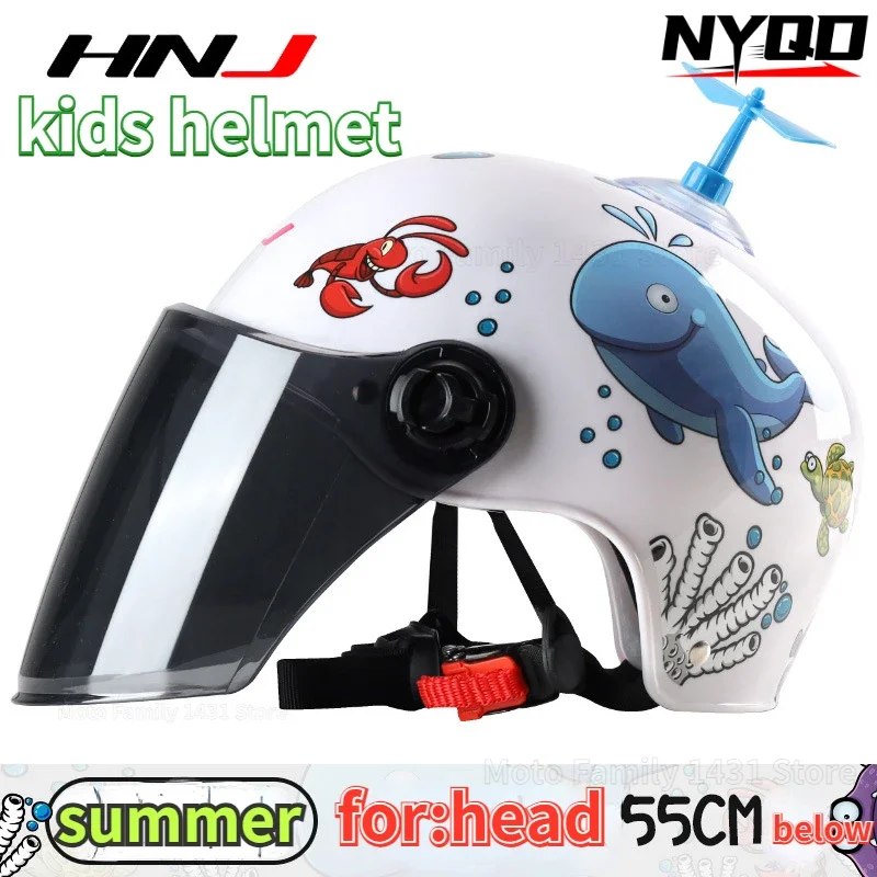 

Шлем HNJ детский для езды на мотоцикле, безопасный шлем для мальчиков и девочек, всесезонный, с обхватом головы менее 55 см, на лето