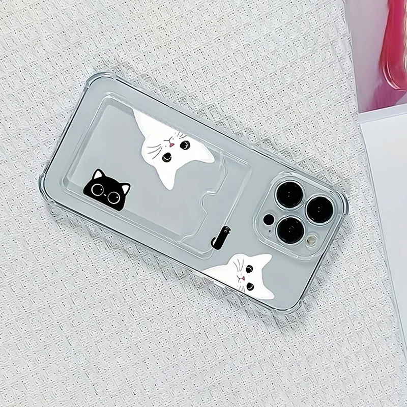 Stylish Black and White Cat Pattern Insert Phone Case Cover