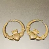 New Big Chunky Claddagh Hoop Earrings for Women Cute Statement Strong Heart Earrings Valentine Day Jewelry Gift 5