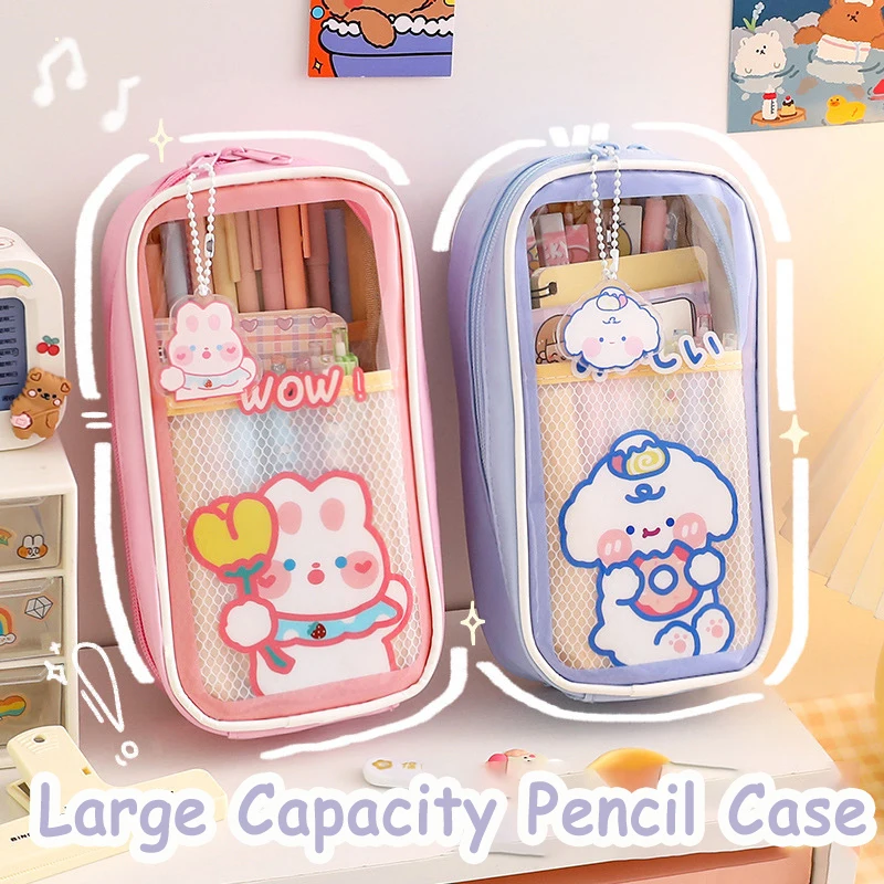Large-capacity Pencil Bag Korean Cute Ransparent Pencil Case Kawaii Pencil  Box chool Stationery Supplies for Student girls - AliExpress