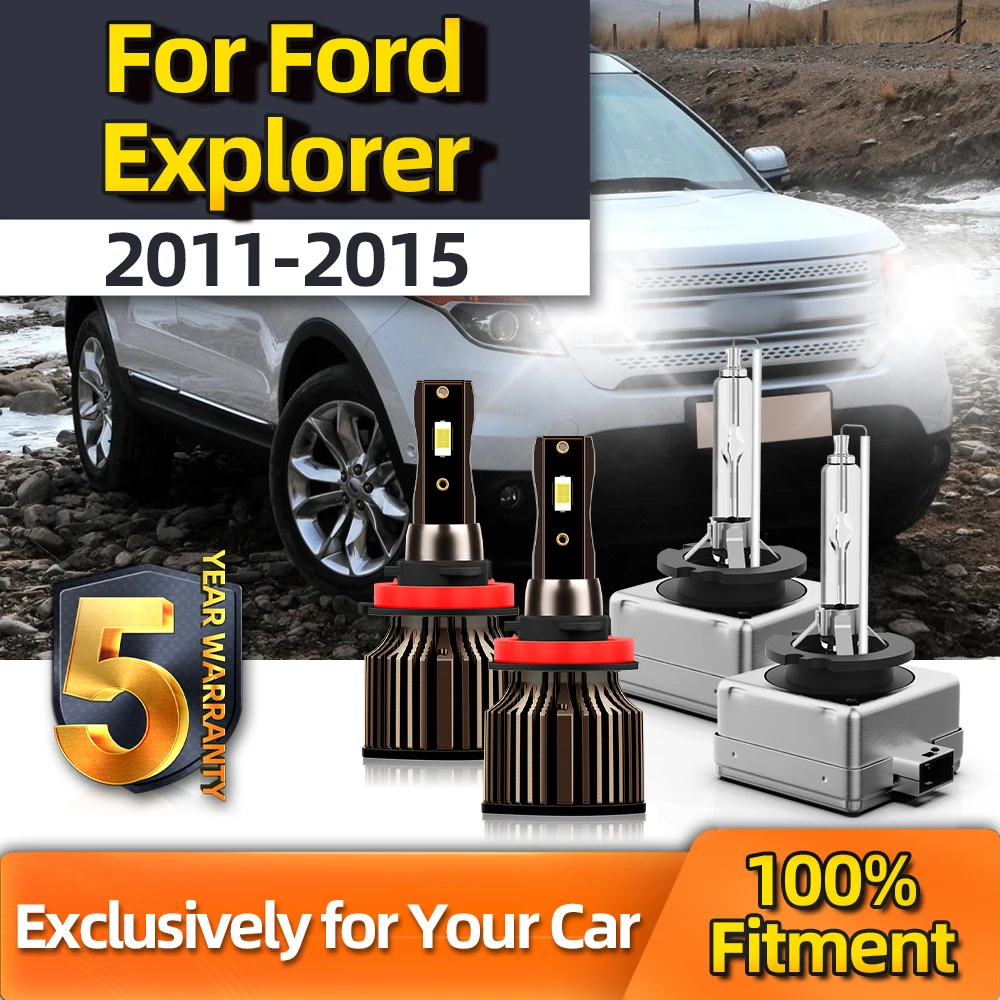 

TEENRAM D3S Headlight 55W Original HID Bulbs + Fog Light Bulbs H11 LED 6000K 16000LM For Ford Explorer 2011 2012 2013-2015