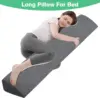 Twin Size 30D Bed Wedge Long Pillow, Headboard Gap Space Filler, Gray Mattress Memory Foam Back Bed Crack Body Positioners 4