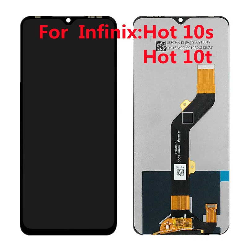 

100% протестированный Оригинальный ЖК-дисплей 6,82 "для Infinix Hot 10s/10t X689, дисплей с сенсорным экраном в сборе, дигитайзер для hot 10t X689C X689B LCD