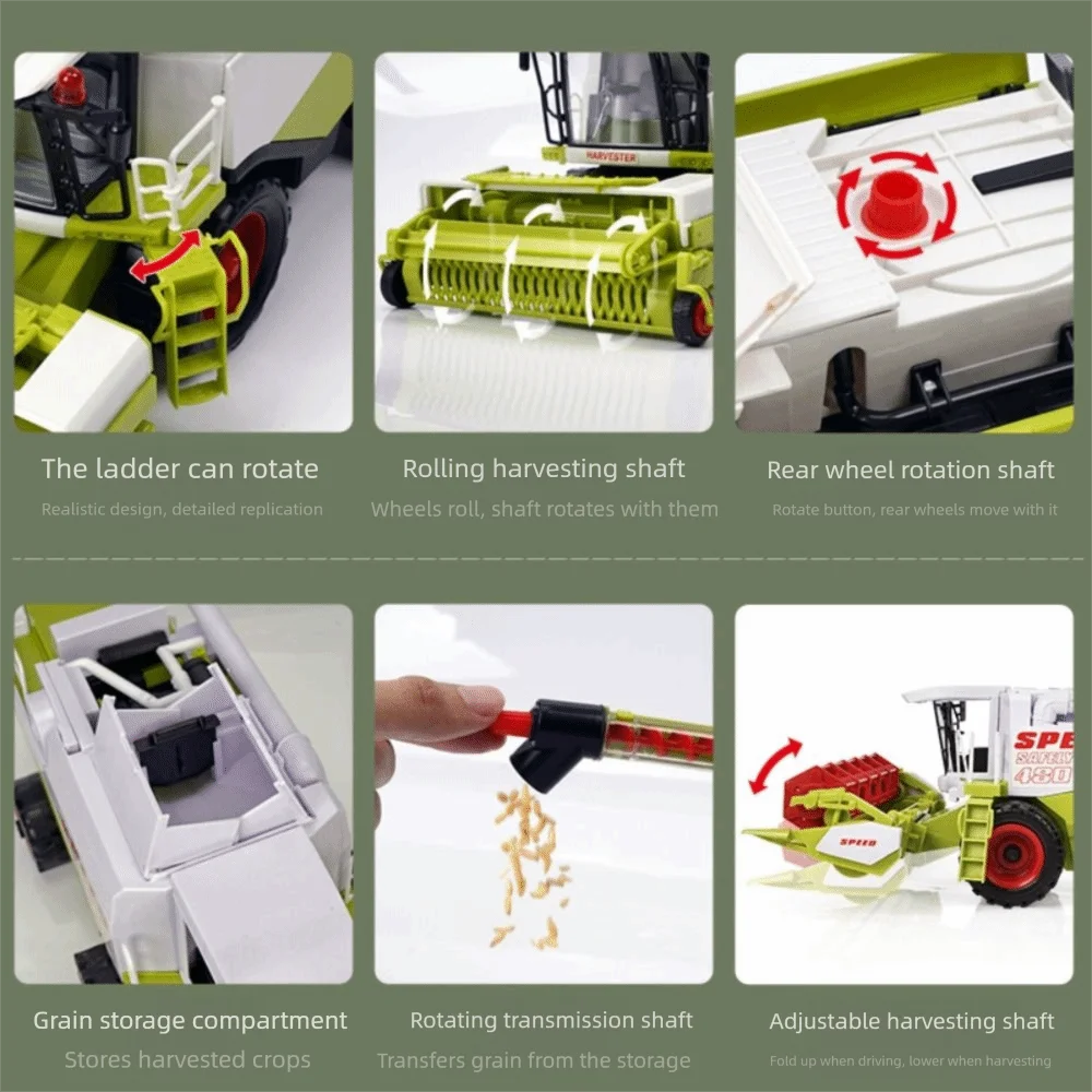 High Simulation Farm Tractor Toy Movable Joint Inertial Driving Harvester Truck Model Educational Fall Resistance Farm Truck Toy