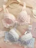 YUQI Japanese Style Kawaii Sexy Underwire Bra & Panty Set G Cup Large Cup Sheer Lace Demi Bra Pure Desire Bralette for Women