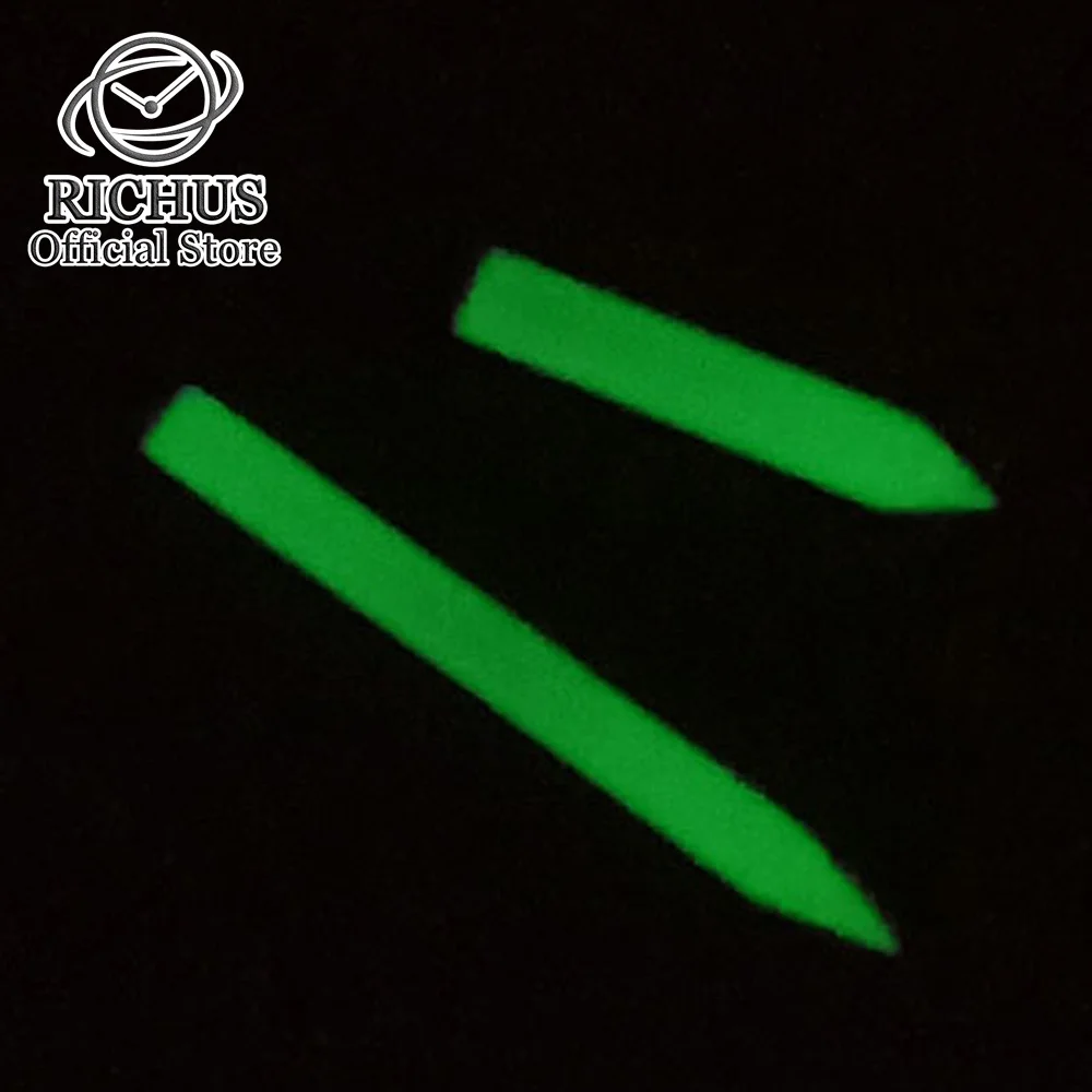 Watch hands fit ETA 6497,6498 sea gull ST36 Movement Blue edge Hands Green Luminous Needls