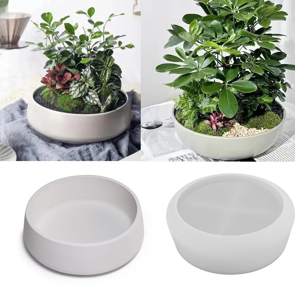 シンプルなコンクリート鉢の盆栽 植木鉢 おしゃれ セメント コンクリ