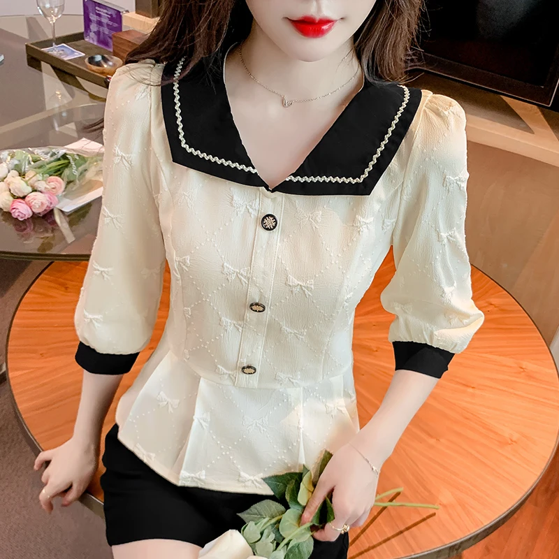 

Ladies Korean Fashion Casual Shirts Blouse Women Tops Woman Button Up Shirt Female Girls Long Sleeve Blouse Py6605-1