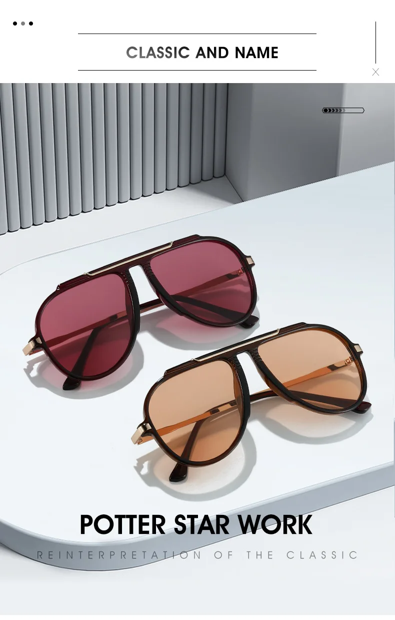 Luxury Brand Retro Oversized Big Frame Women Sunglasses Gradient Tea Color Oval Pilot Shades UV400 Cool Men Vacation Sun Glasses