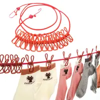 1.8M Outdoor Camping Non-slip stretch clothesline With 12Clips Travel Stretchy Clothesline Sock Line Hanging Laundry Drying Rope 1